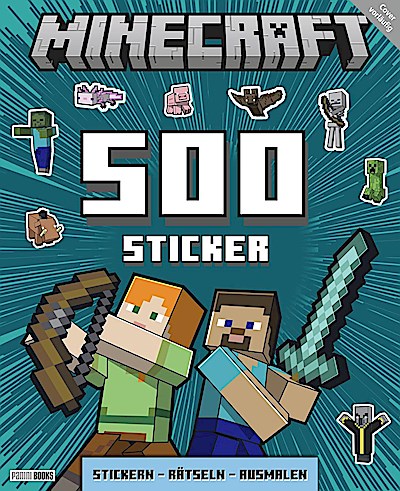 Minecraft: 500 Sticker- Stickern - Rätseln - Ausmalen